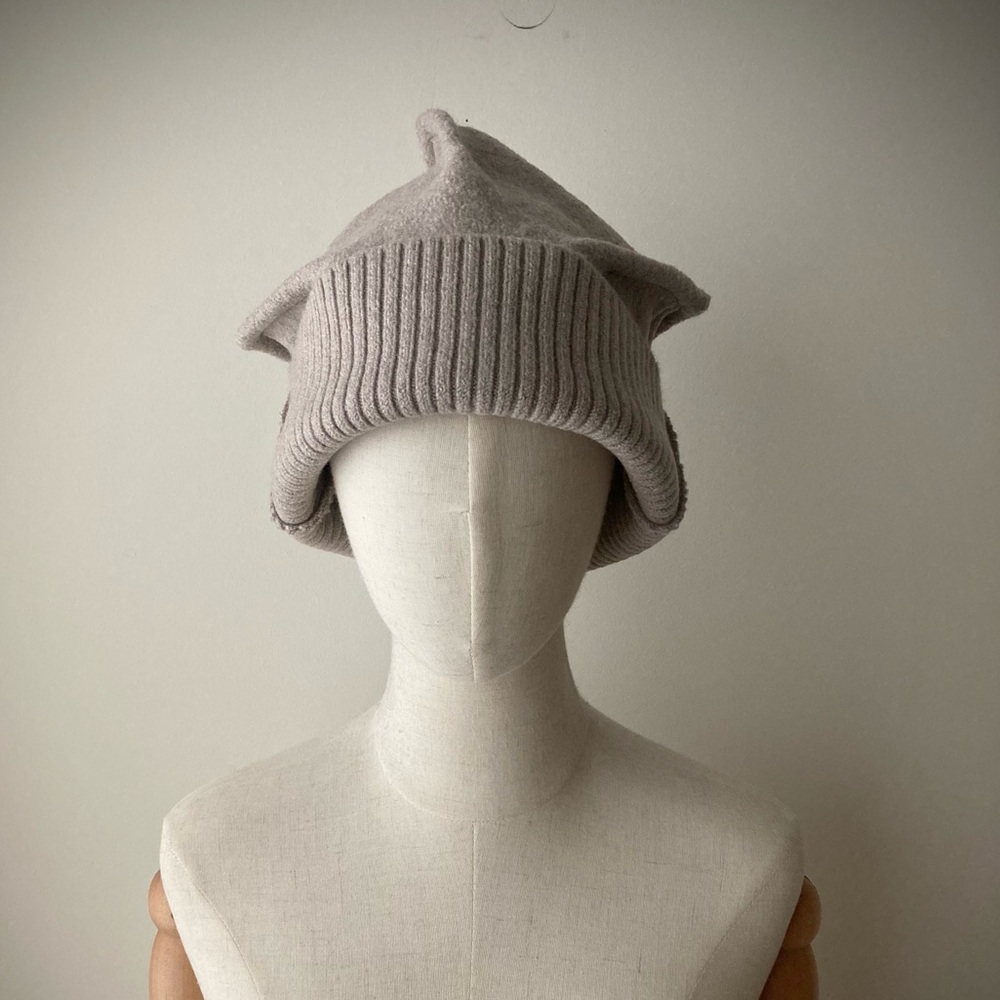 joodito origami crown 100% merino wool sweater hat beanie cap beige camel tan - Picture 3 of 10